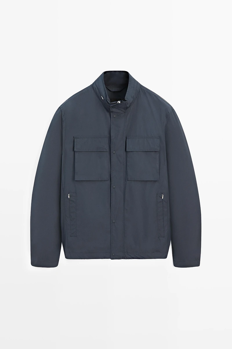 Technical fabric jacket with pocket details