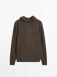 Knit sweater with hood