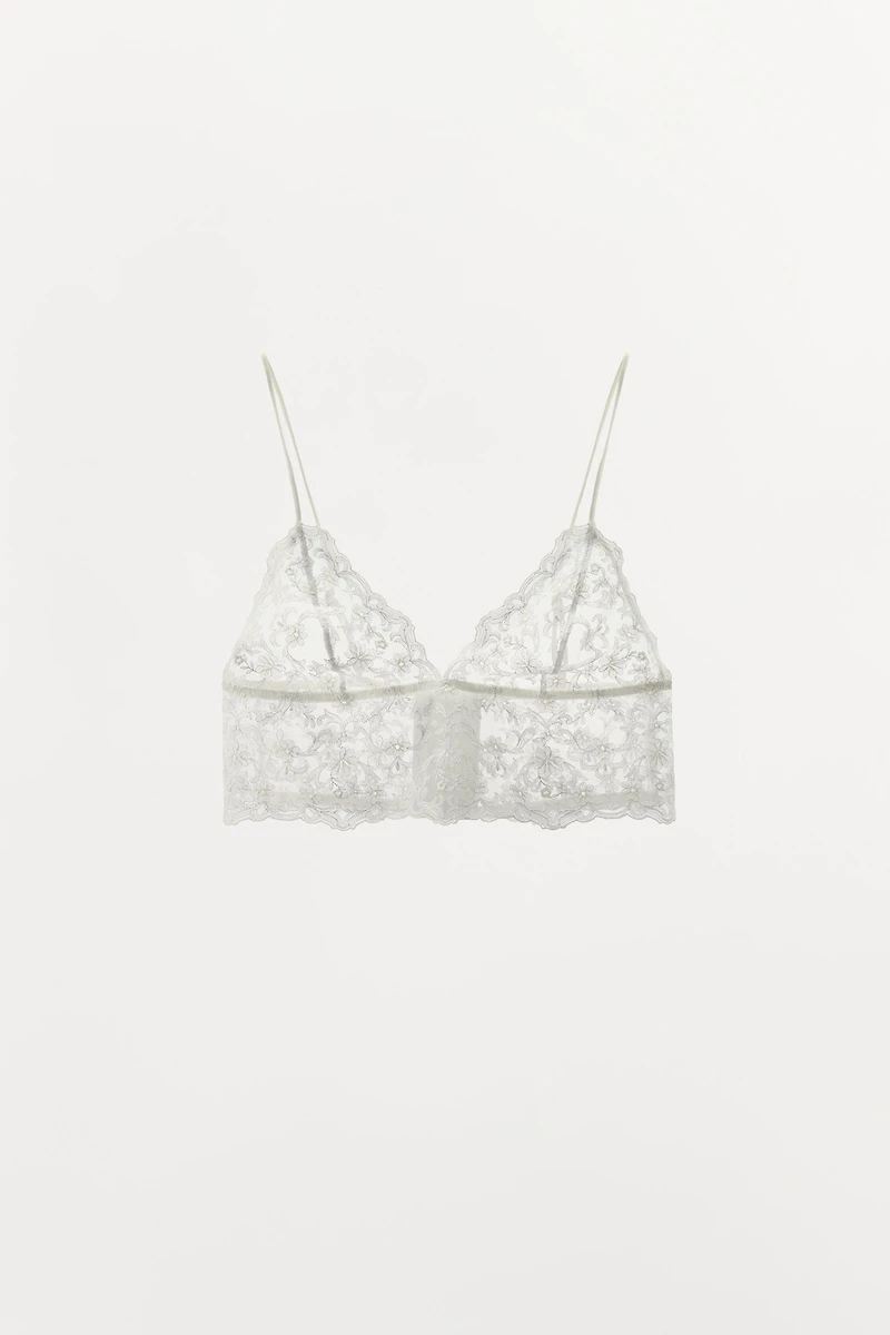 EMBROIDERED LACE BANDEAU BRALETTE