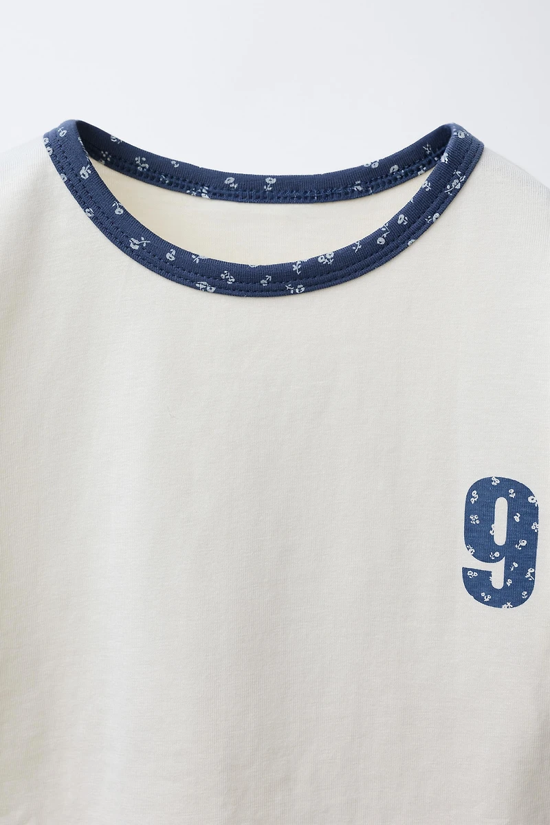 TEXT AND FLORAL PRINT T-SHIRT