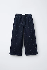 RHINESTONE WIDE LEG JEANS