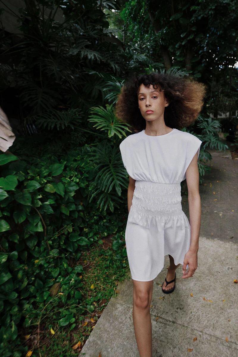 COMBINATION POPLIN DRESS