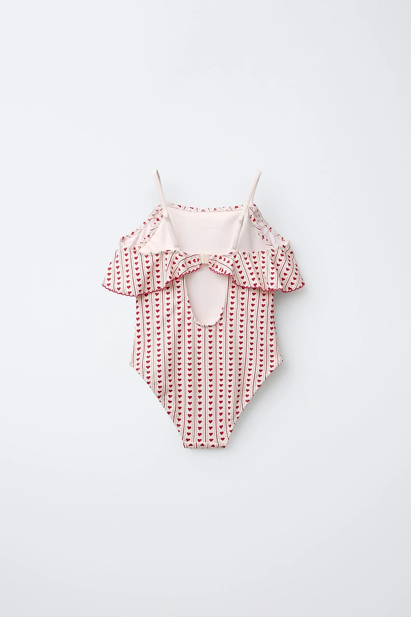 AGES 6-14 / HEART RUFFLE SWIMSUIT