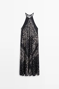 Long flowing paisley halter dress