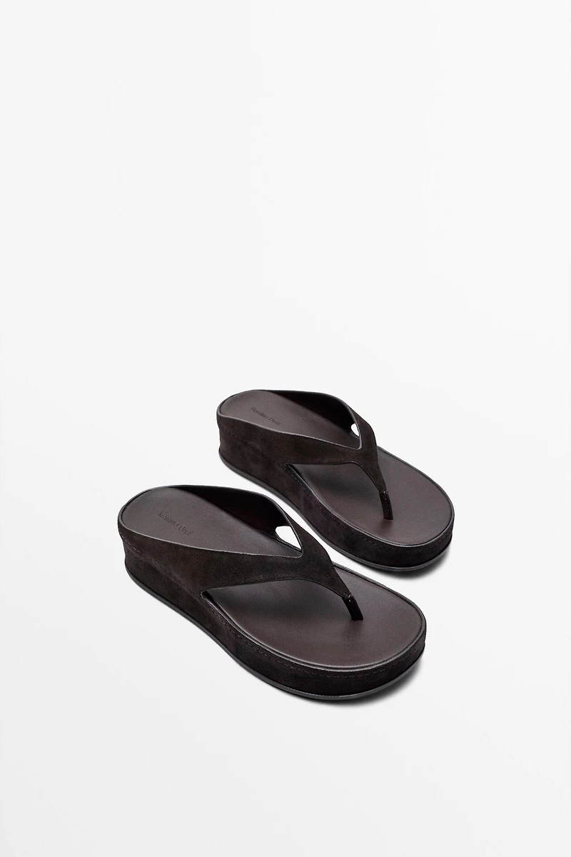 Sandale plateforme cuir