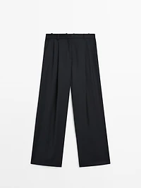 Pantalon plissé 100 % laine extra-fine