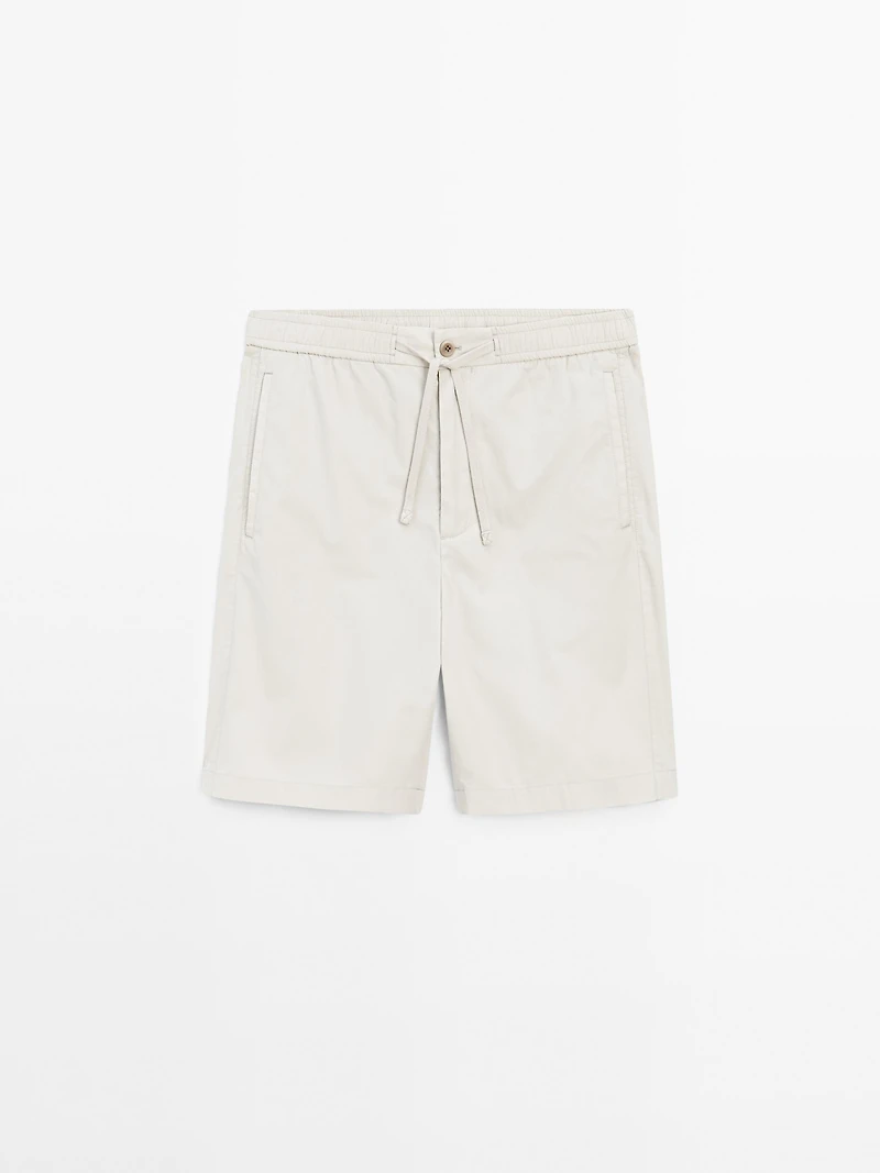 Jogger-fit poplin Bermuda shorts