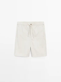 Jogger-fit poplin Bermuda shorts