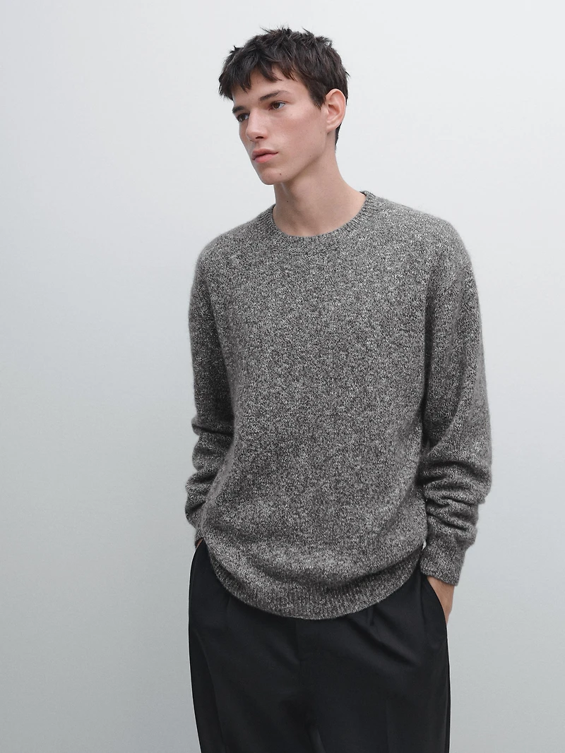 Knit mouliné cotton and wool sweater