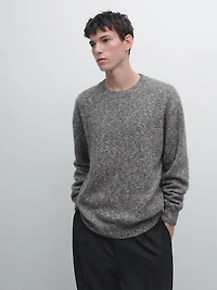 Knit mouliné cotton and wool sweater