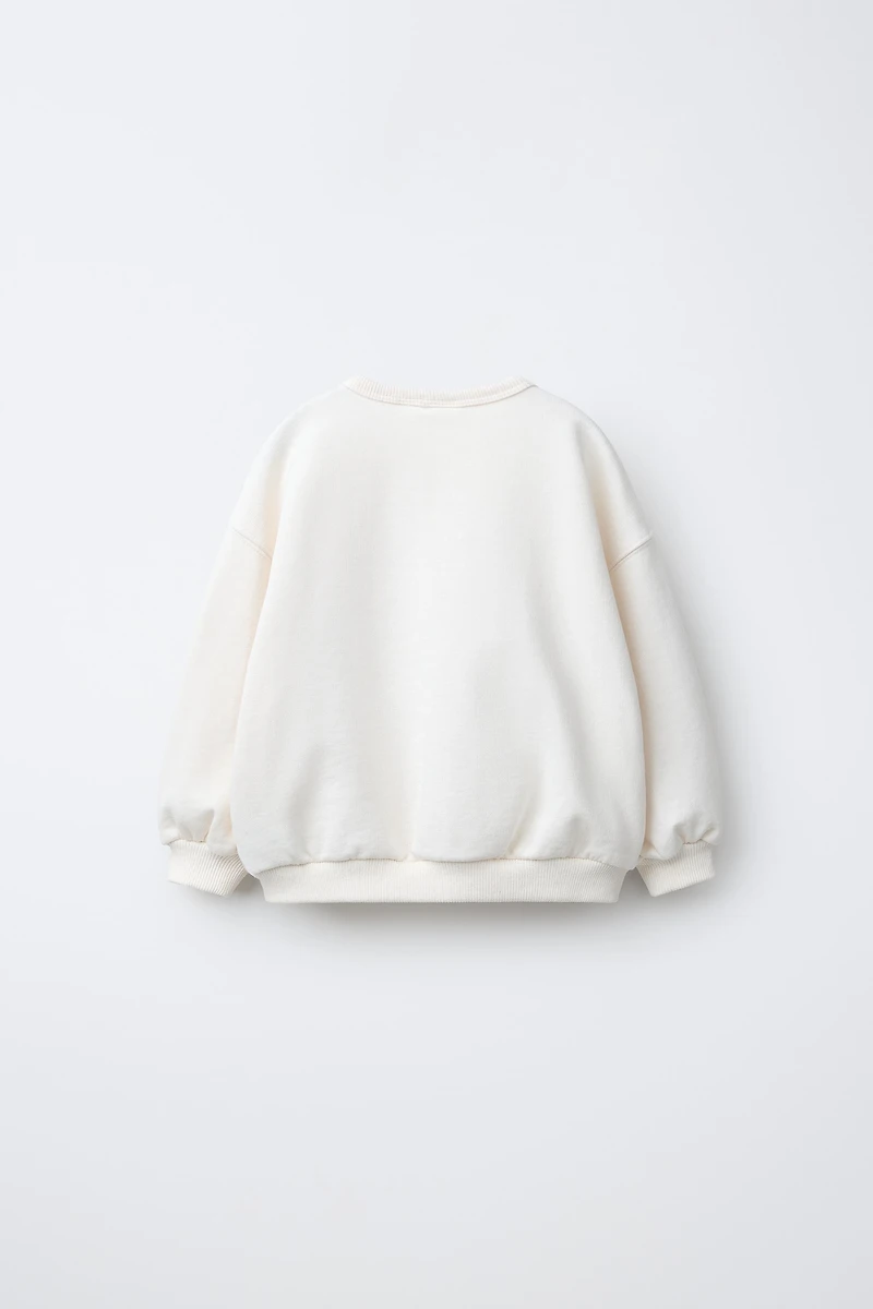 TEXT AND POLKA DOT PRINT SWEATSHIRT