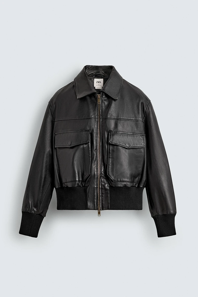 CROPPED FIT LEATHER JACKET