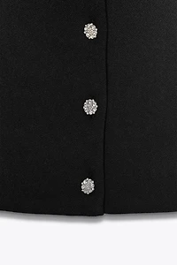 JEWEL BUTTON CREPE TOP