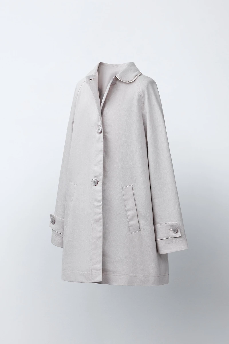 MANTEAU UNI AVEC LIN ET COTON