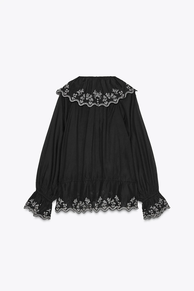 EMBROIDERED RUFFLED BLOUSE ZW COLLECTION
