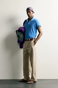 SHORT SLEEVE REGULAR FIT POLO SWEATSHIRT