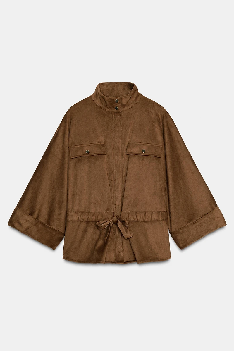 FAUX SUEDE SAFARI SHIRT