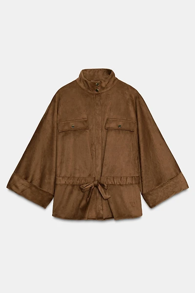 FAUX SUEDE SAFARI SHIRT