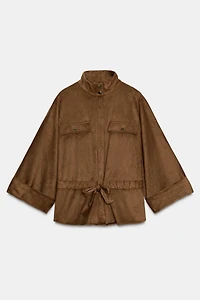 FAUX SUEDE SAFARI SHIRT