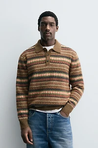 GEOMETRIC JACQUARD KNIT POLO