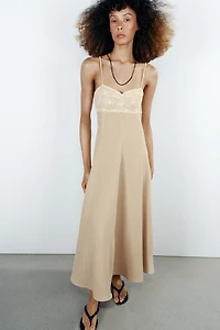 COMBINATION MIDI STRAPPY DRESS