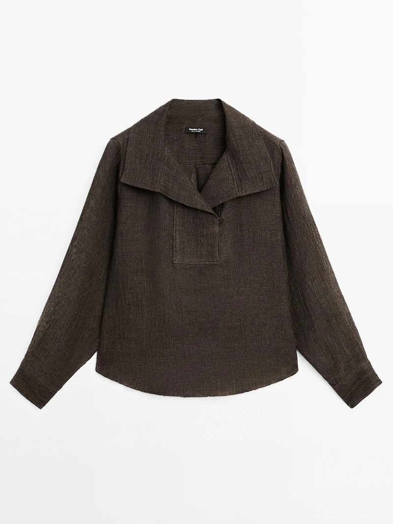 Blouse avec plastron 100 % lin