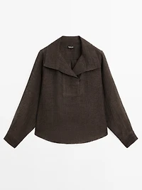 Blouse avec plastron 100 % lin
