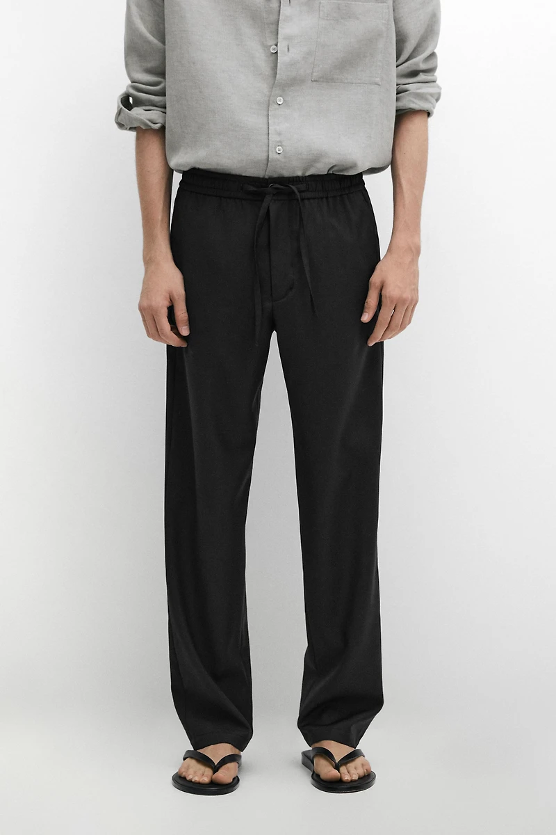 Relaxed fit 100% wool trousers