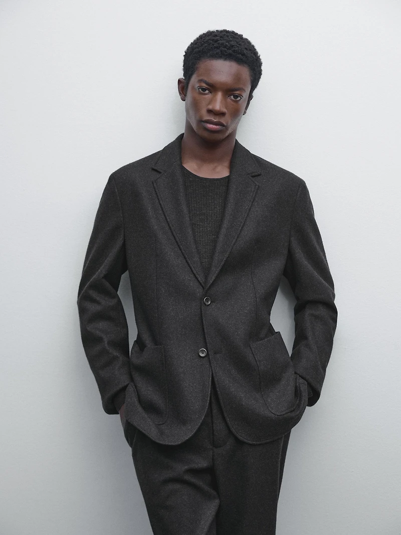 Wool blend suit blazer