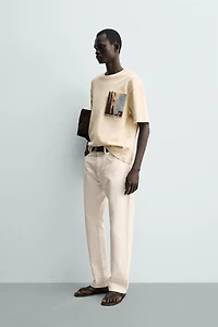 MIXED TEXTURE PATCH T-SHIRT
