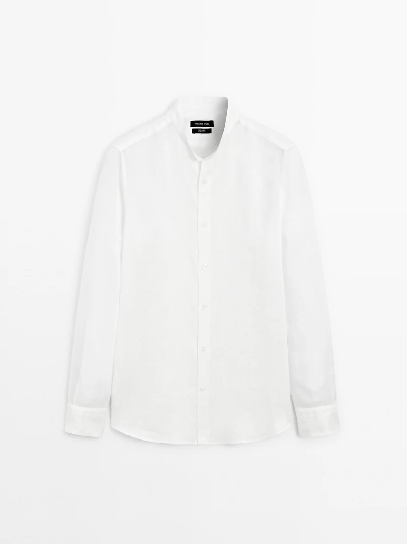 Regular-fit shirt with stand collar