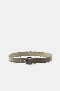 100% SUEDE LEATHER BELT WITH STUDS