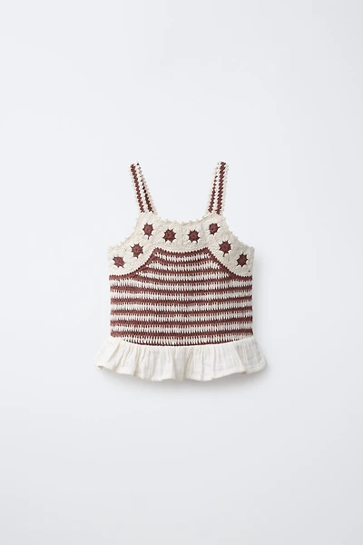 COMBINED CROCHET KNIT TOP