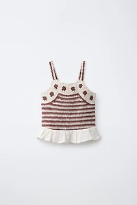 COMBINED CROCHET KNIT TOP