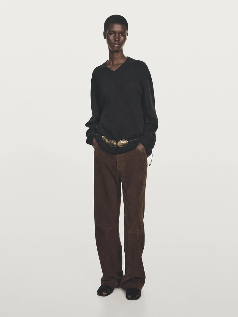 100% cashmere oversize V-neck sweater