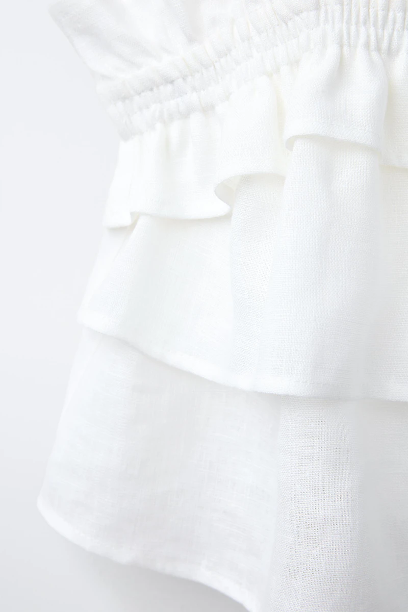 100% LINEN RUFFLED TOP