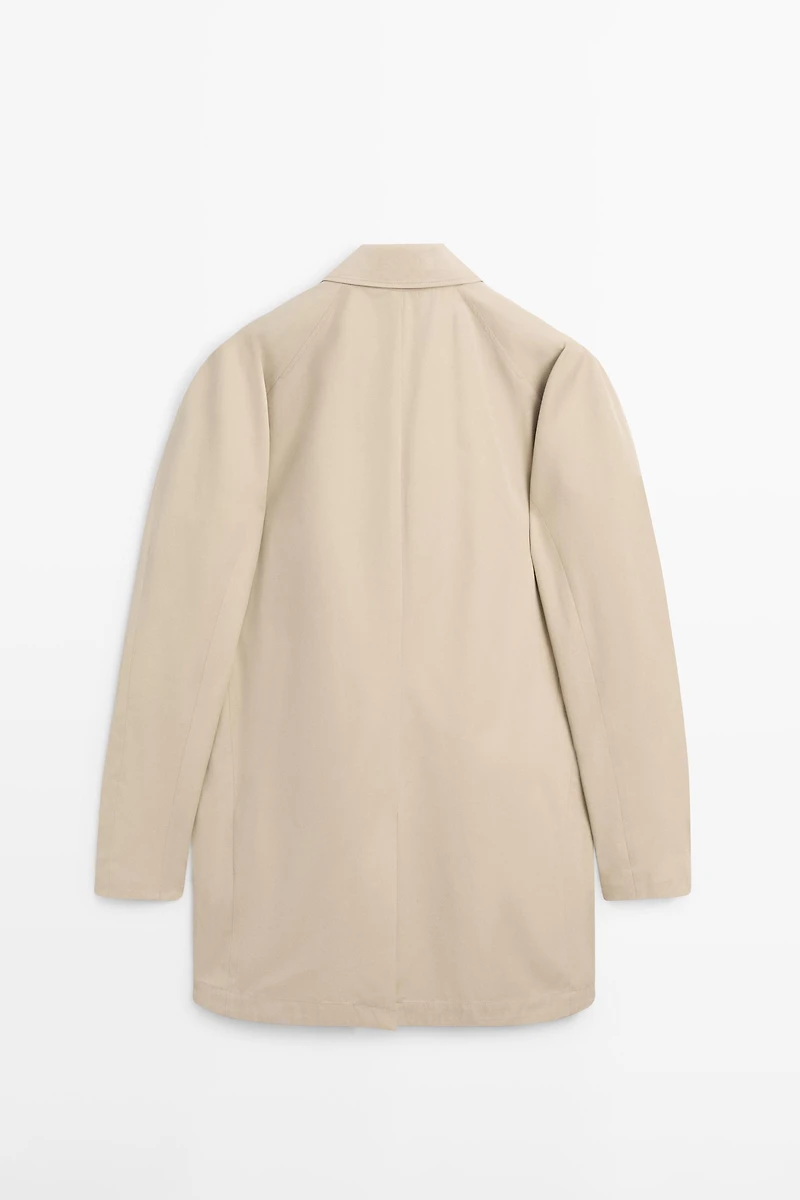 Check cotton trench coat with interior detail