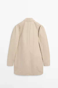 Check cotton trench coat with interior detail