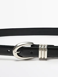 Ceinture en cuir nappa avec pièces métalliques