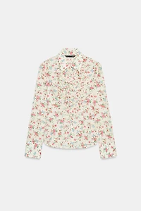 RUFFLED FLORAL PRINT SHIRT