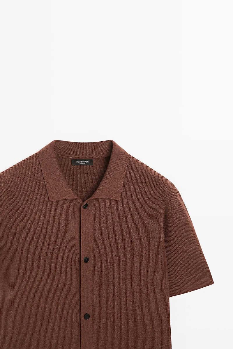 Polo en maille de lin à col chemise