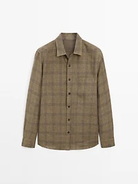 Regular fit linen check shirt