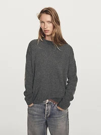 100% cashmere oversize sweater with elbow patches