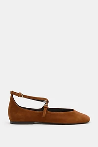 LEATHER STRAP BALLET FLATS