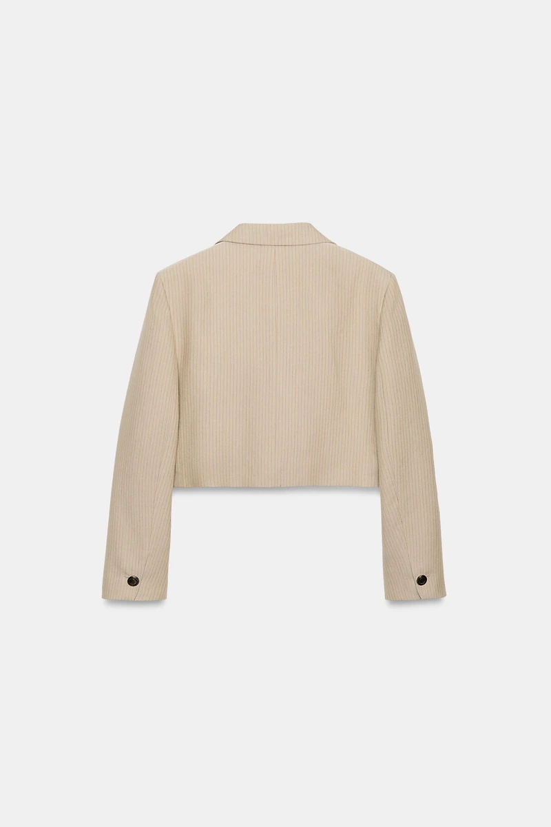 ZW COLLECTION STRIPED CROPPED BLAZER