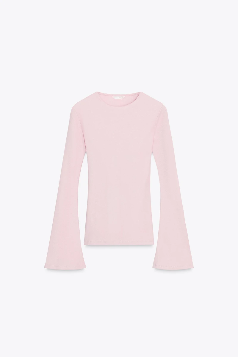 RIB TOP WITH FLARED SLEEVES