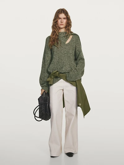 Flecked knit sweater with scarf - STUDIO