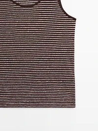 Striped strappy linen top