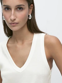 Haut col en V 100 % coton