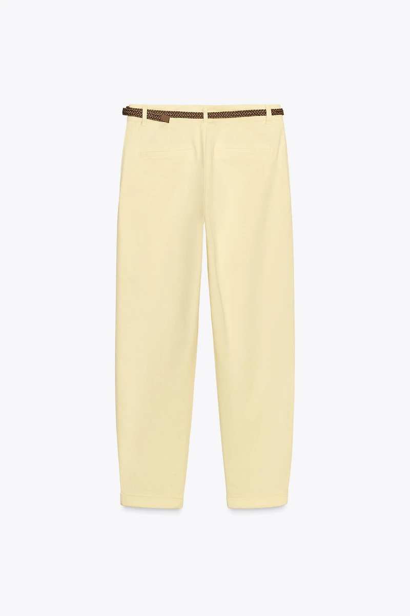 BRAIDED BELTED CHINO PANTS
